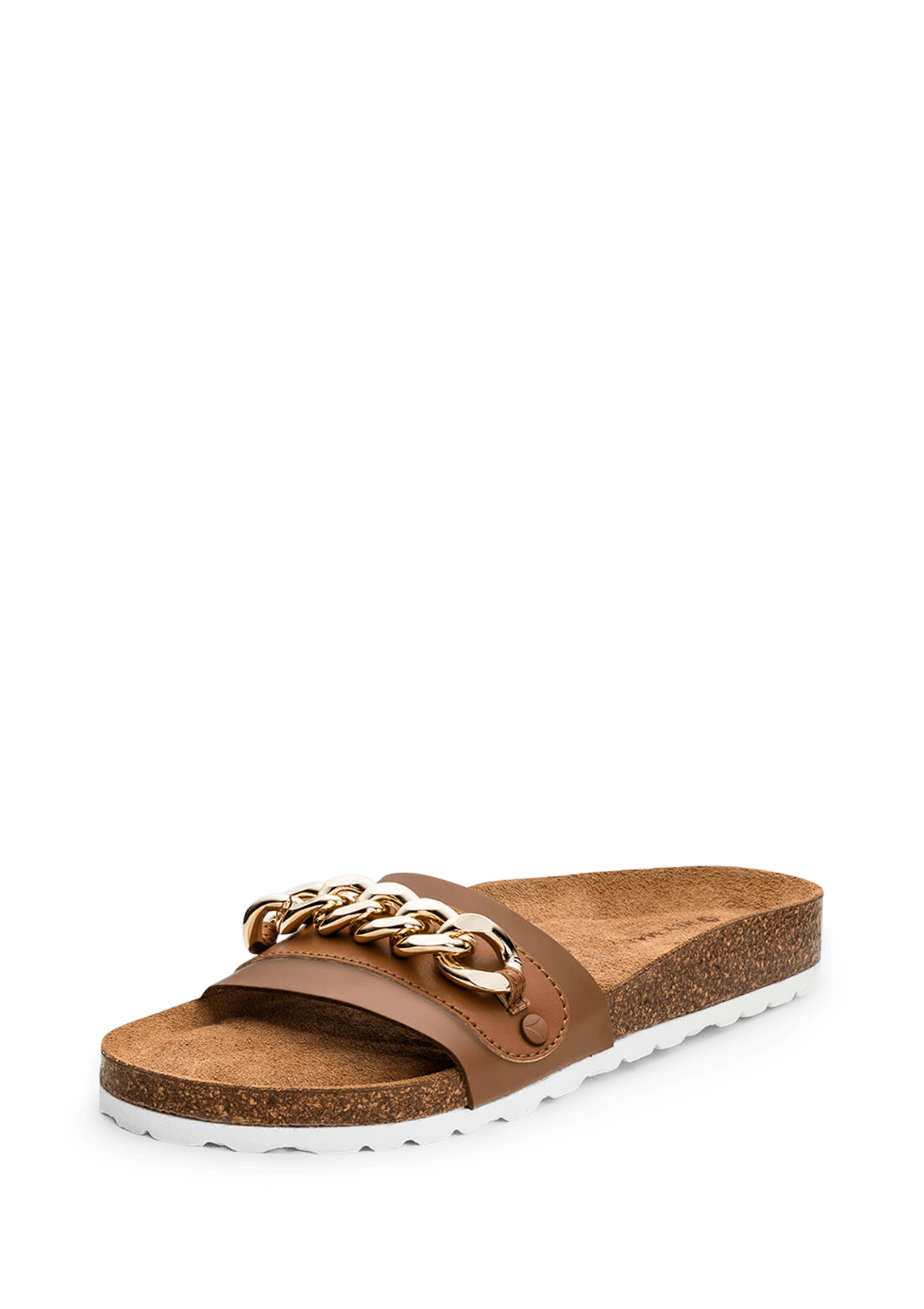 Frontalansicht auf neutralem Hintergrund des Produktes Gold Chain in der Farbe Casual Cork Cognac