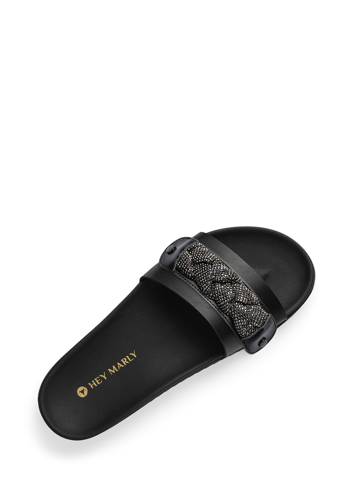 Seitenansicht auf neutralem Hintergrund des Produktes Braided Glitter in der Farbe Casual Clean Black