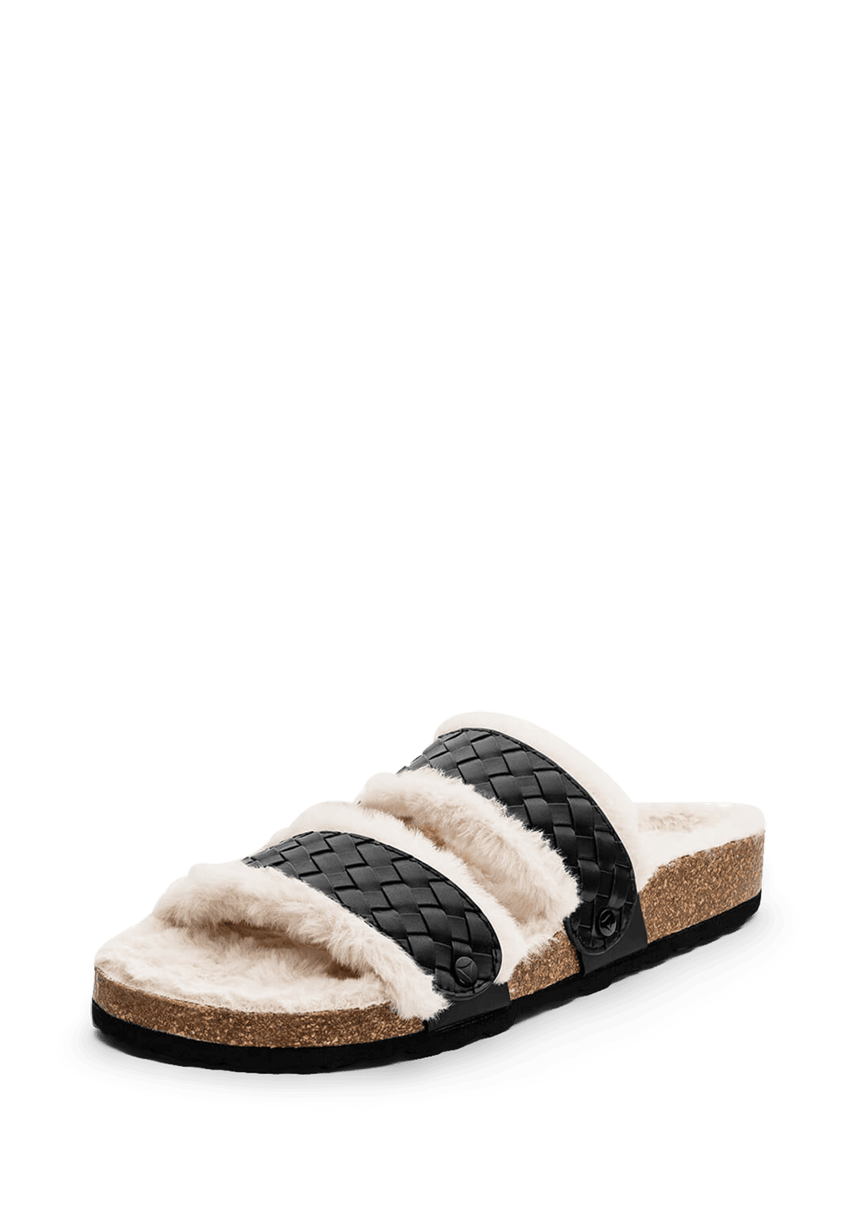 Frontalansicht auf neutralem Hintergrund des Produktes Casual Cork Fur in der Farbe Black