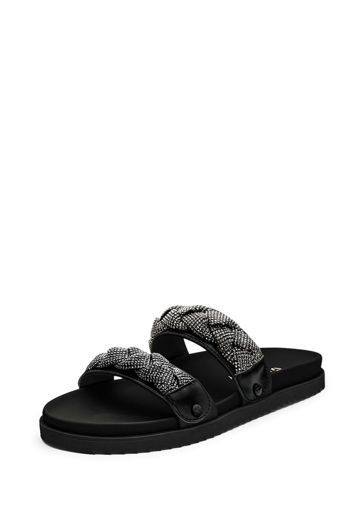 Frontalansicht auf neutralem Hintergrund des Produktes Braided Glitter in der Farbe Casual Clean Black