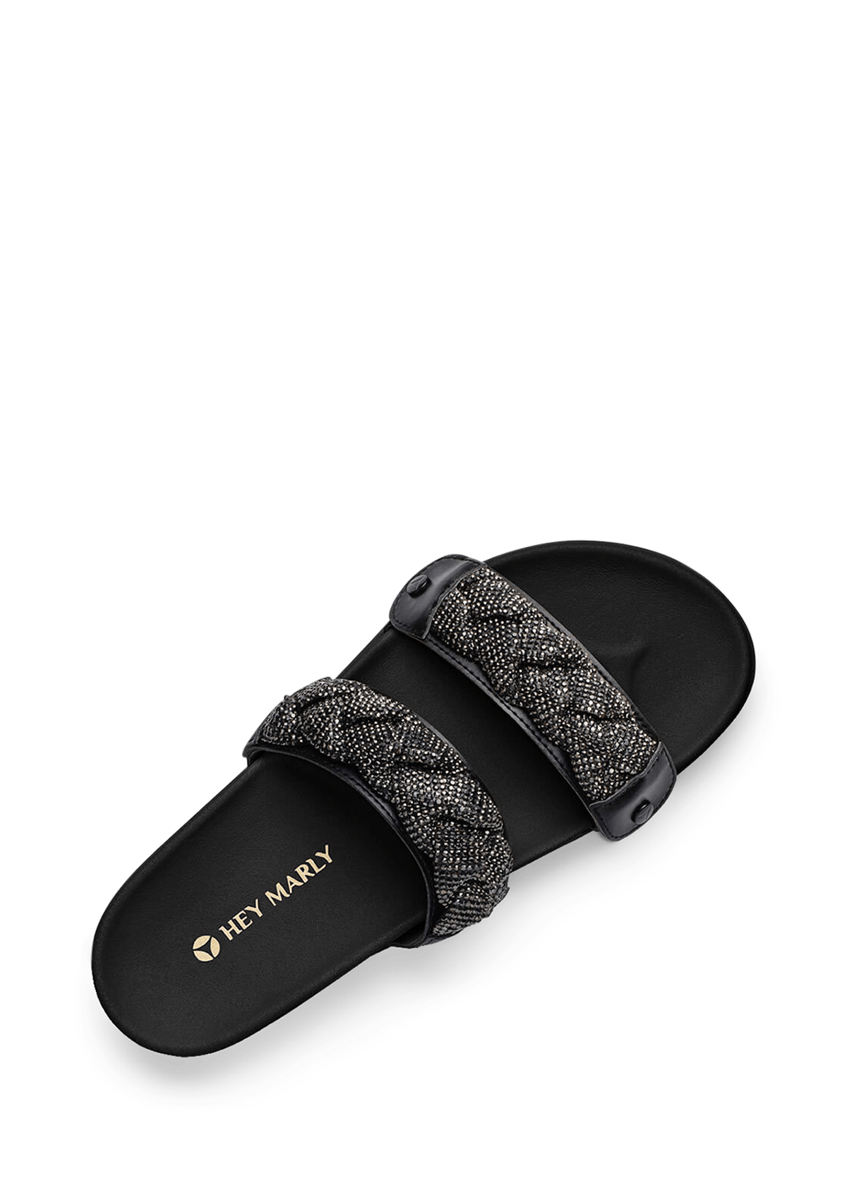 Seitenansicht auf neutralem Hintergrund des Produktes Braided Glitter in der Farbe Casual Clean Black