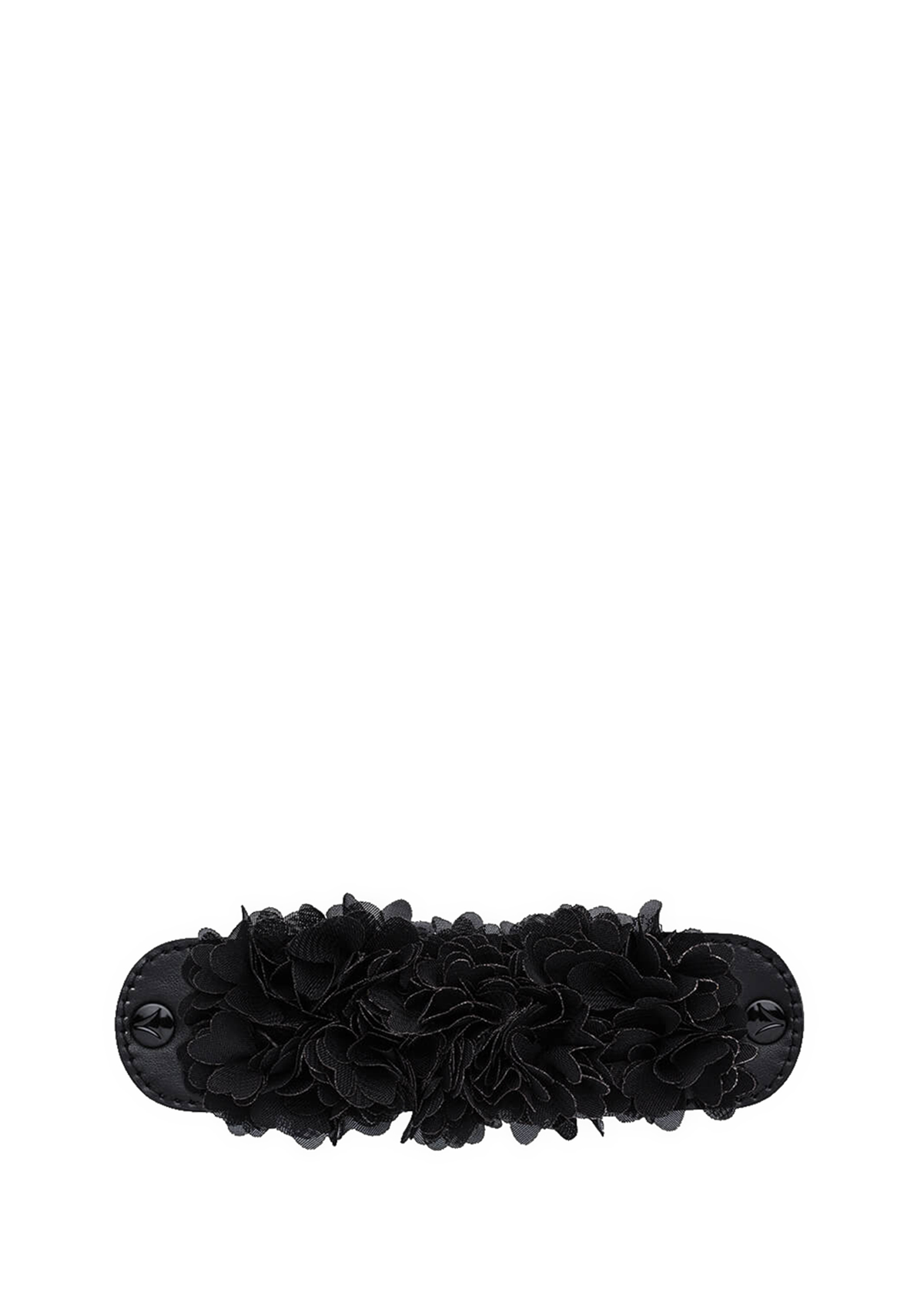 Frontalansicht auf neutralem Hintergrund des Produktes Soft Flower in der Farbe Black