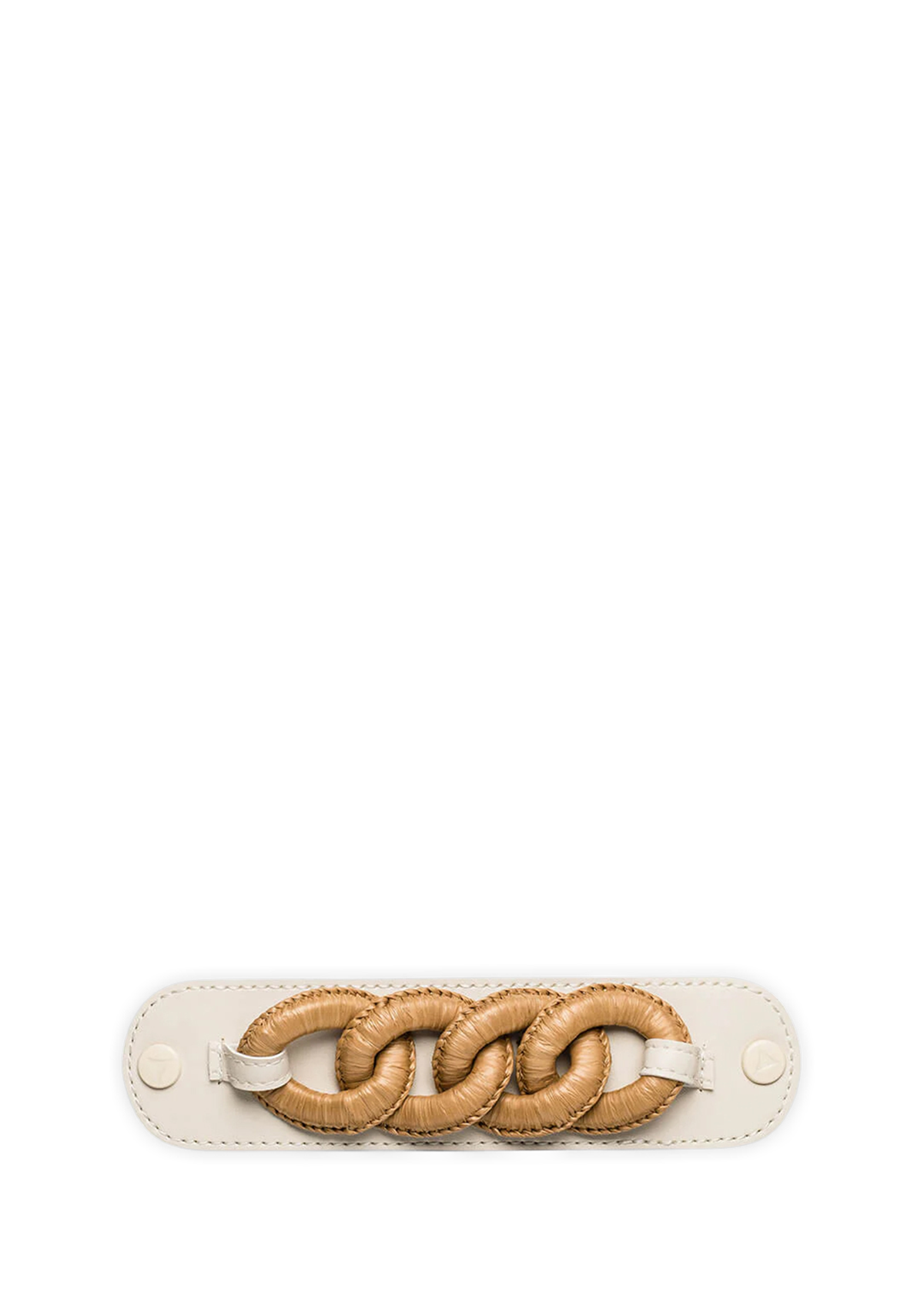 Frontalansicht auf neutralem Hintergrund des Produktes Raffia Chain in der Farbe Crema