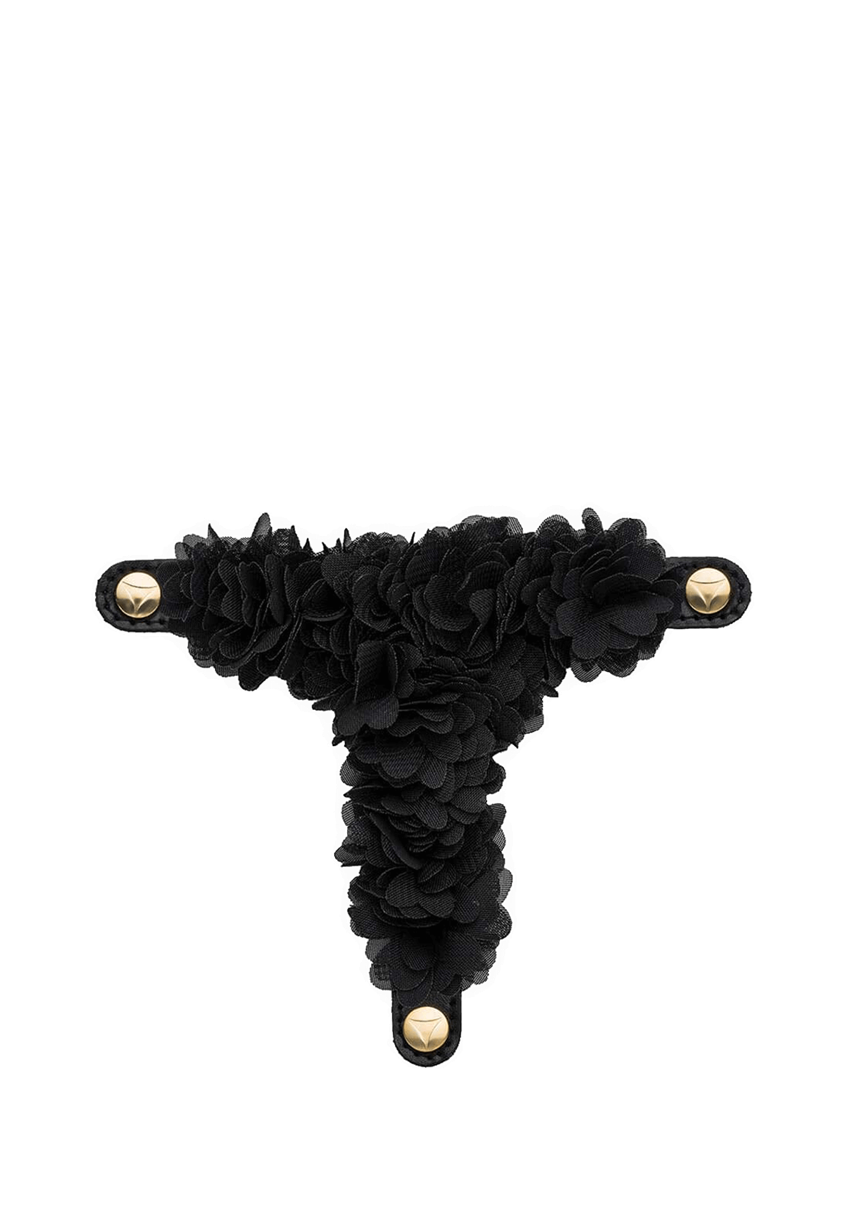 Frontalansicht auf neutralem Hintergrund des Produktes Soft Flower in der Farbe Black