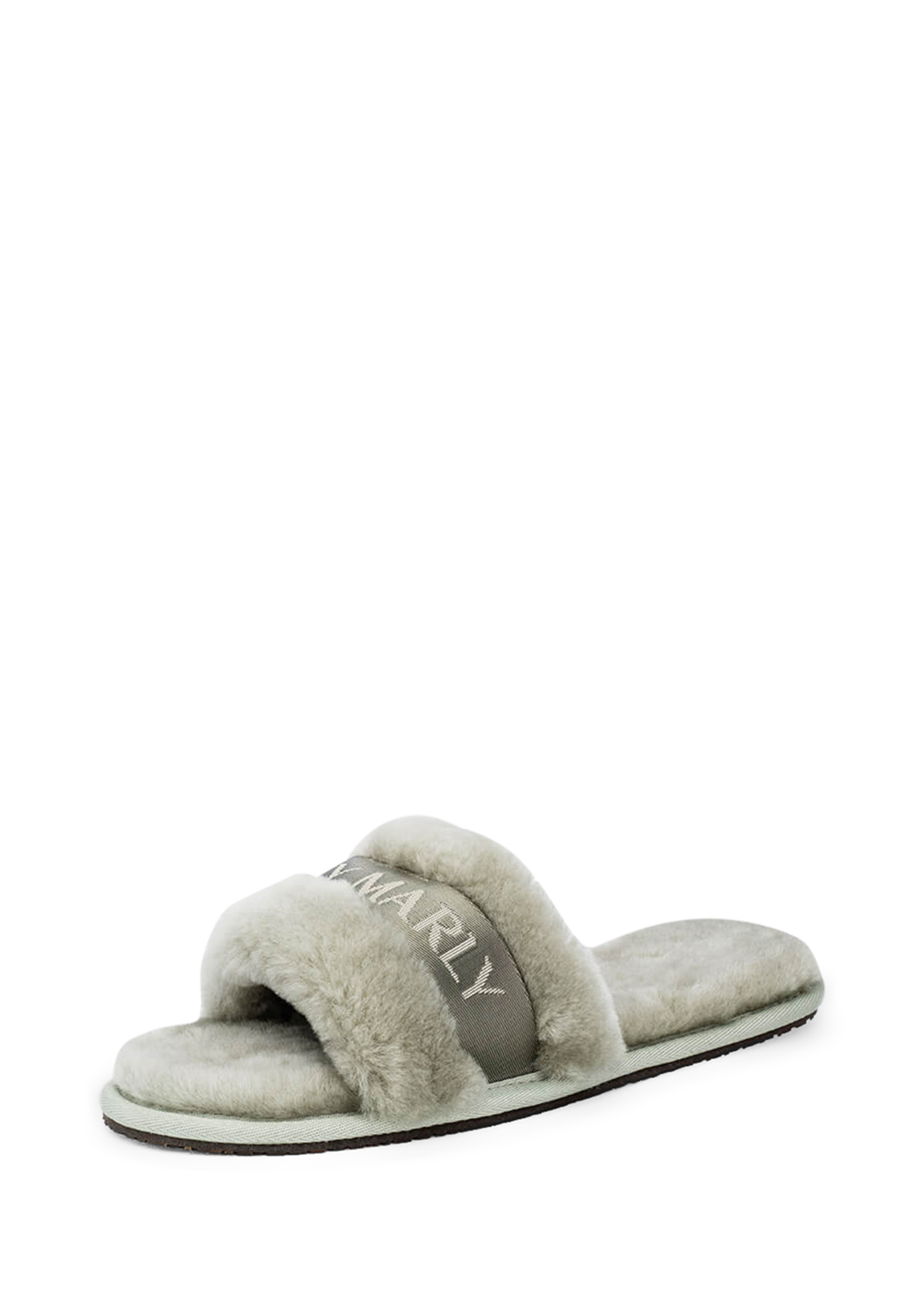 Frontalansicht auf neutralem Hintergrund des Produktes Slipper Signature in der Farbe Desert Sage
