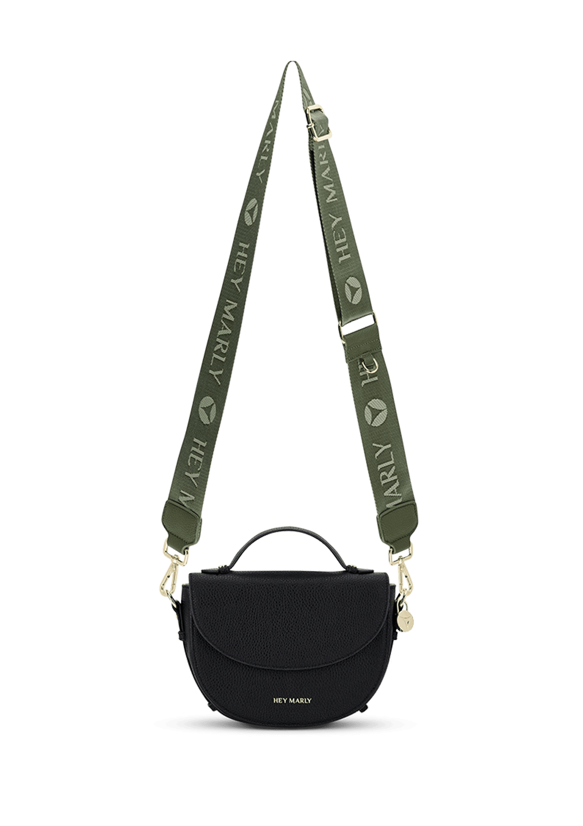 Seitenansicht auf neutralem Hintergrund des Produktes Signature Strap in der Farbe Dark Green