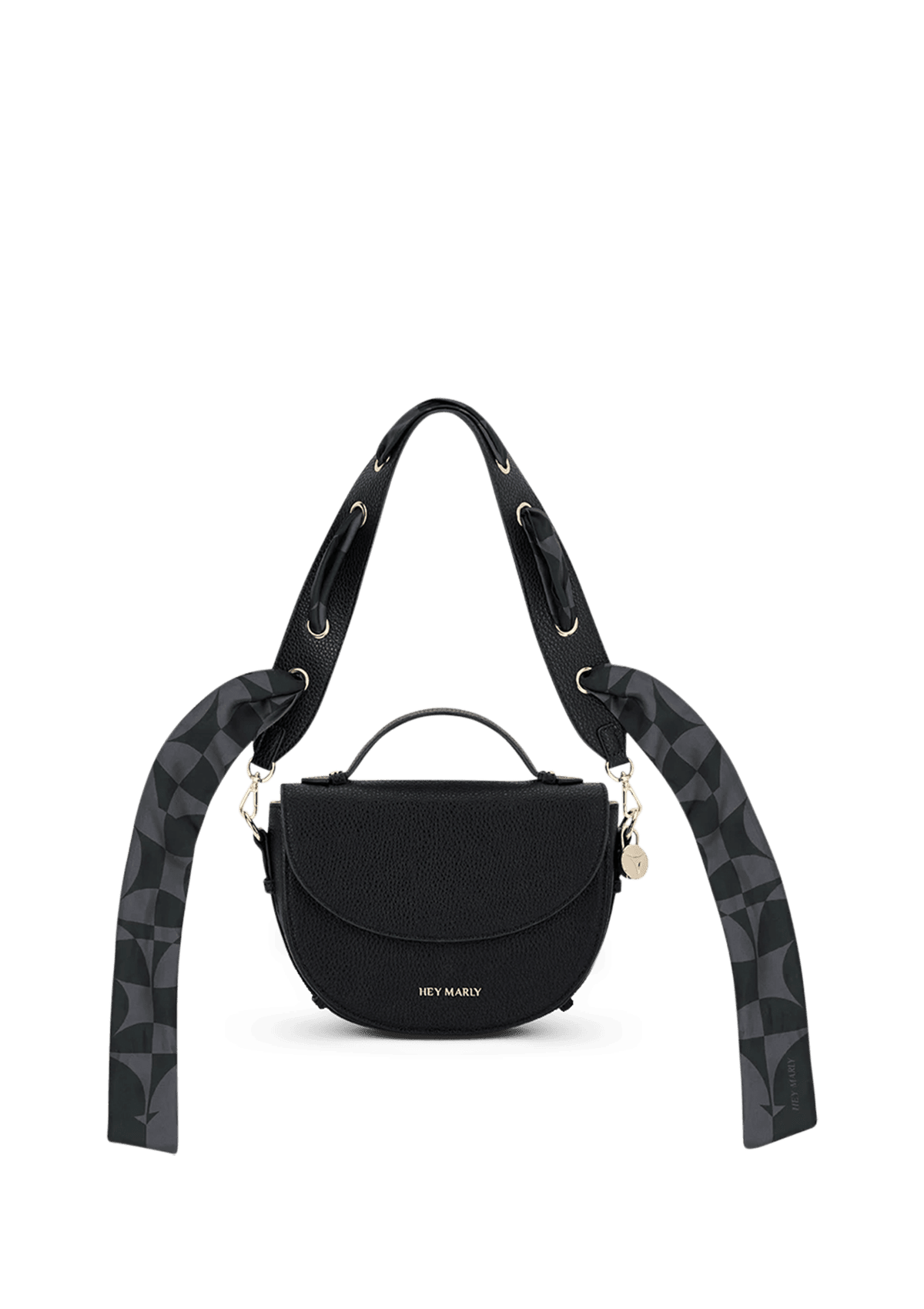 Seitenansicht auf neutralem Hintergrund des Produktes Ribbon Strap in der Farbe Black