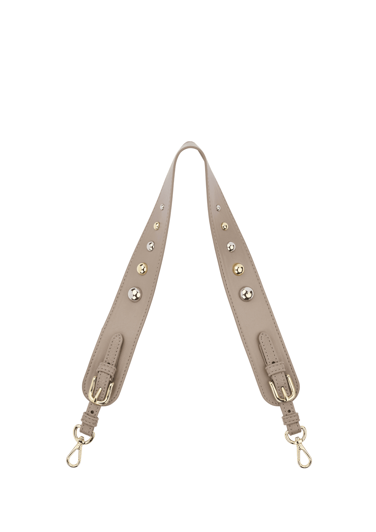Frontalansicht auf neutralem Hintergrund des Produktes Urban Stud Strap in der Farbe Mocha