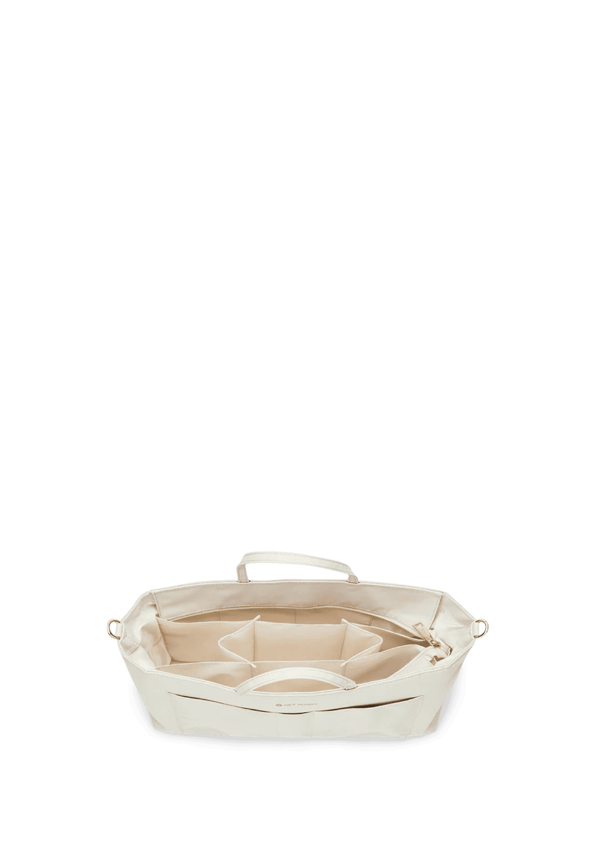 Seitenansicht auf neutralem Hintergrund des Produktes Bag Organiser in der Farbe Crema