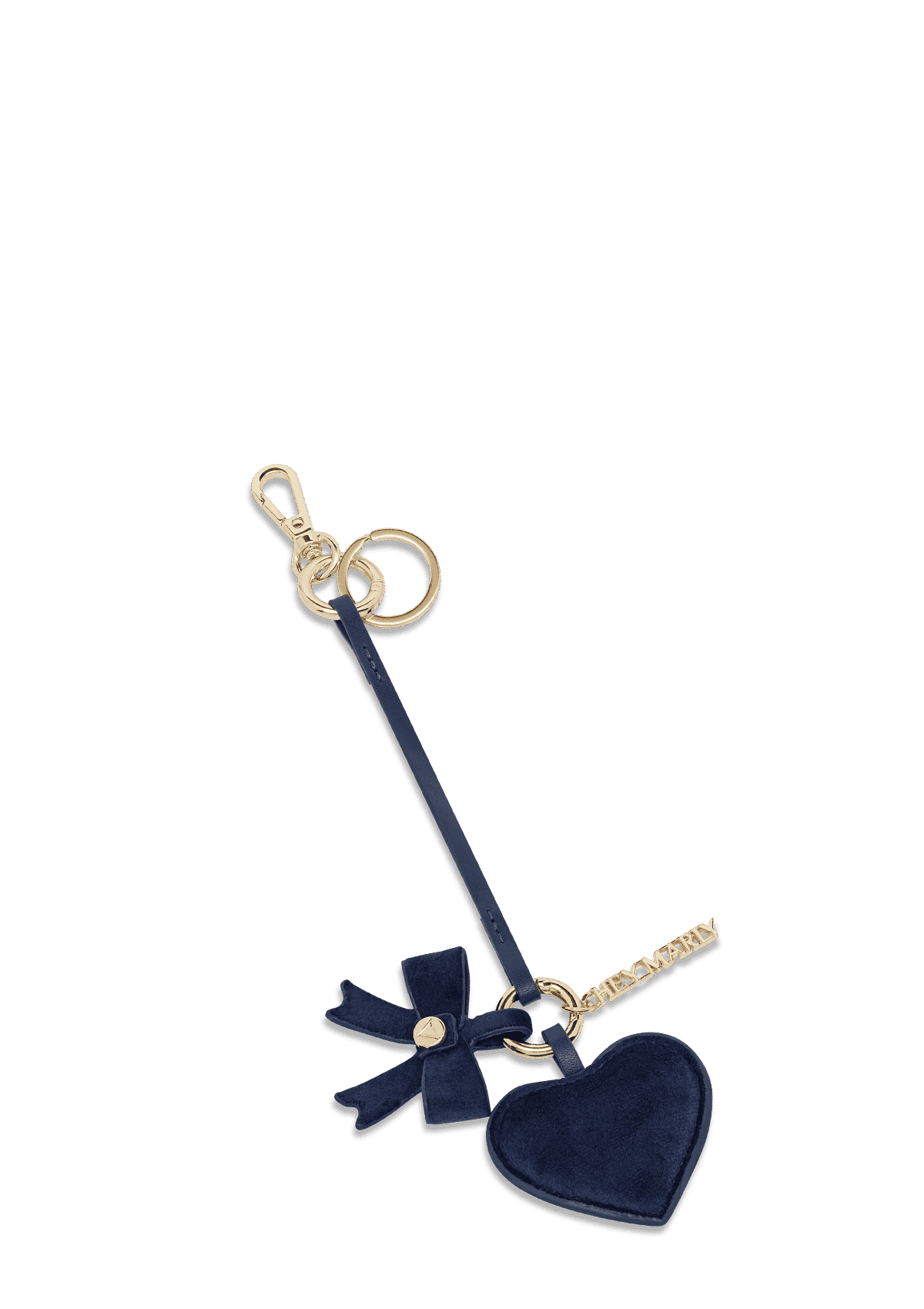 Frontalansicht auf neutralem Hintergrund des Produktes Heart & Bow Charm in der Farbe Blue
