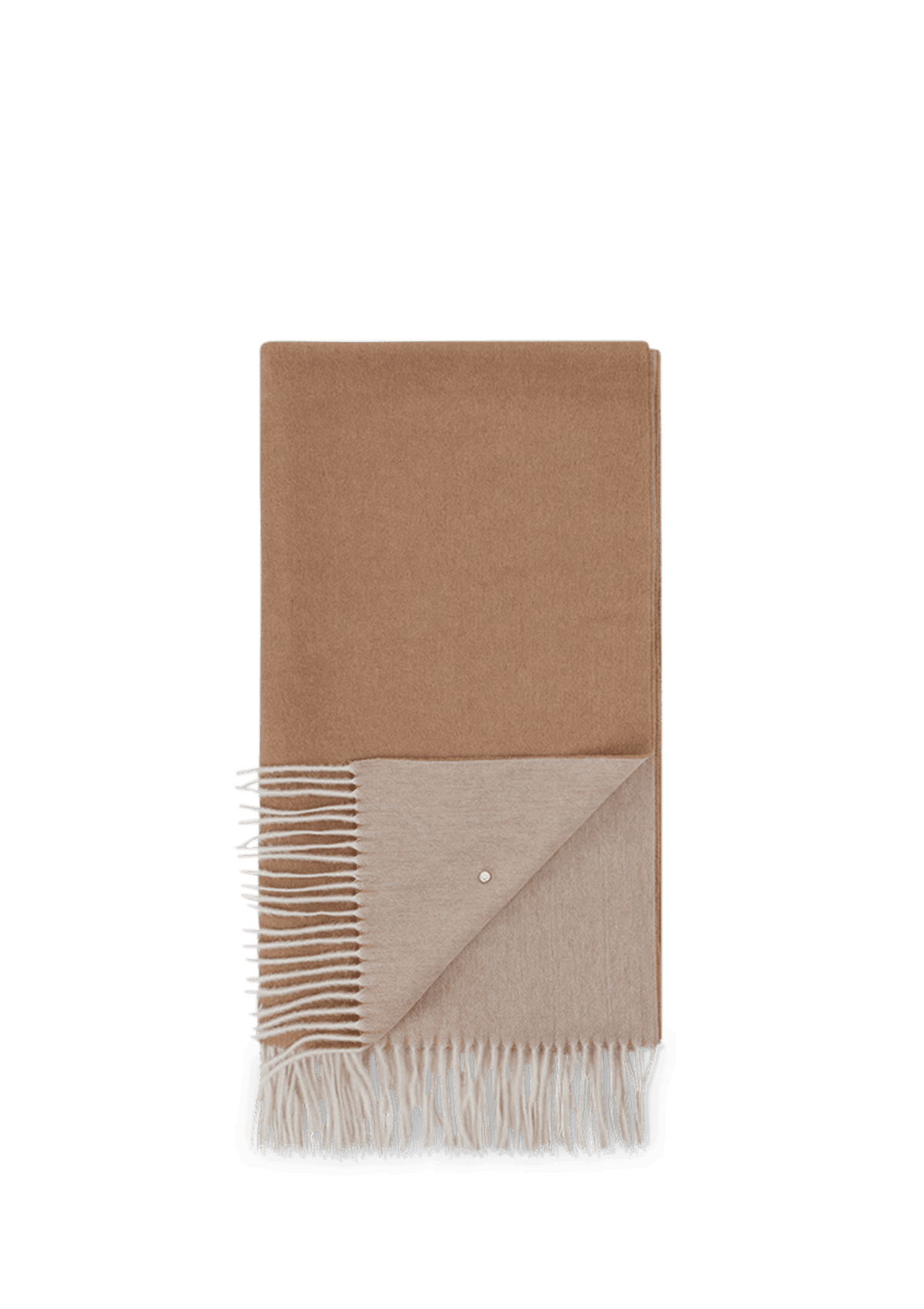 Frontalansicht auf neutralem Hintergrund des Produktes Classic Scarf in der Farbe Crema/Sand