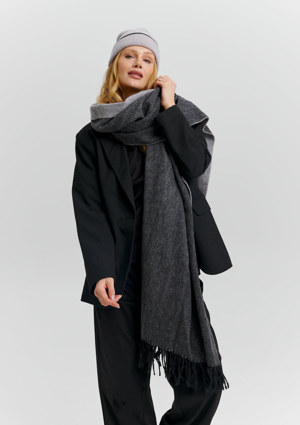 Foulard classique – Noir-Greige