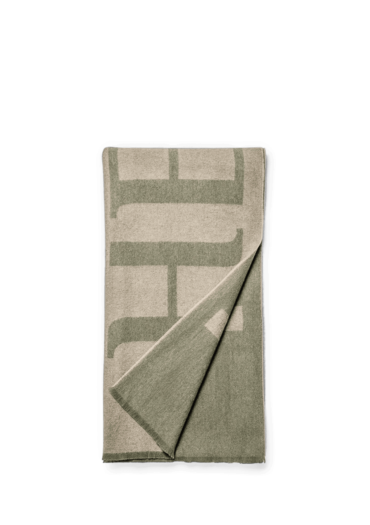Frontalansicht auf neutralem Hintergrund des Produktes Signature Scarf in der Farbe Khaki