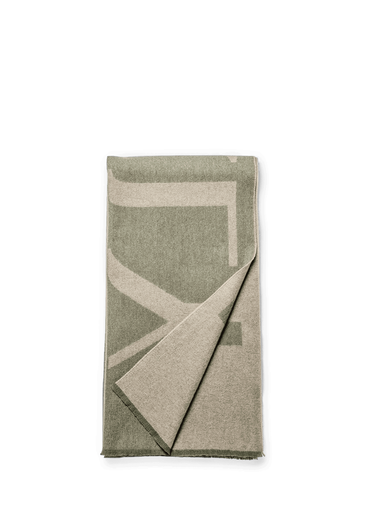 Seitenansicht auf neutralem Hintergrund des Produktes Signature Scarf in der Farbe Khaki