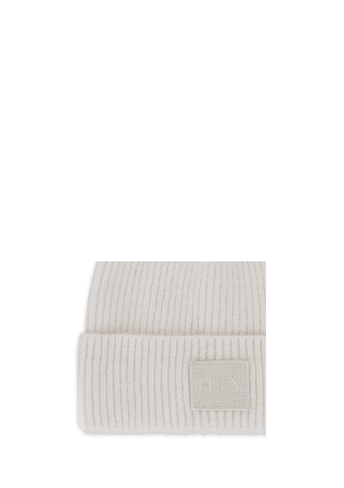 Produktabbildung auf neutralem Hintergrund des Produktes Hey Beanie in der Farbe Crema