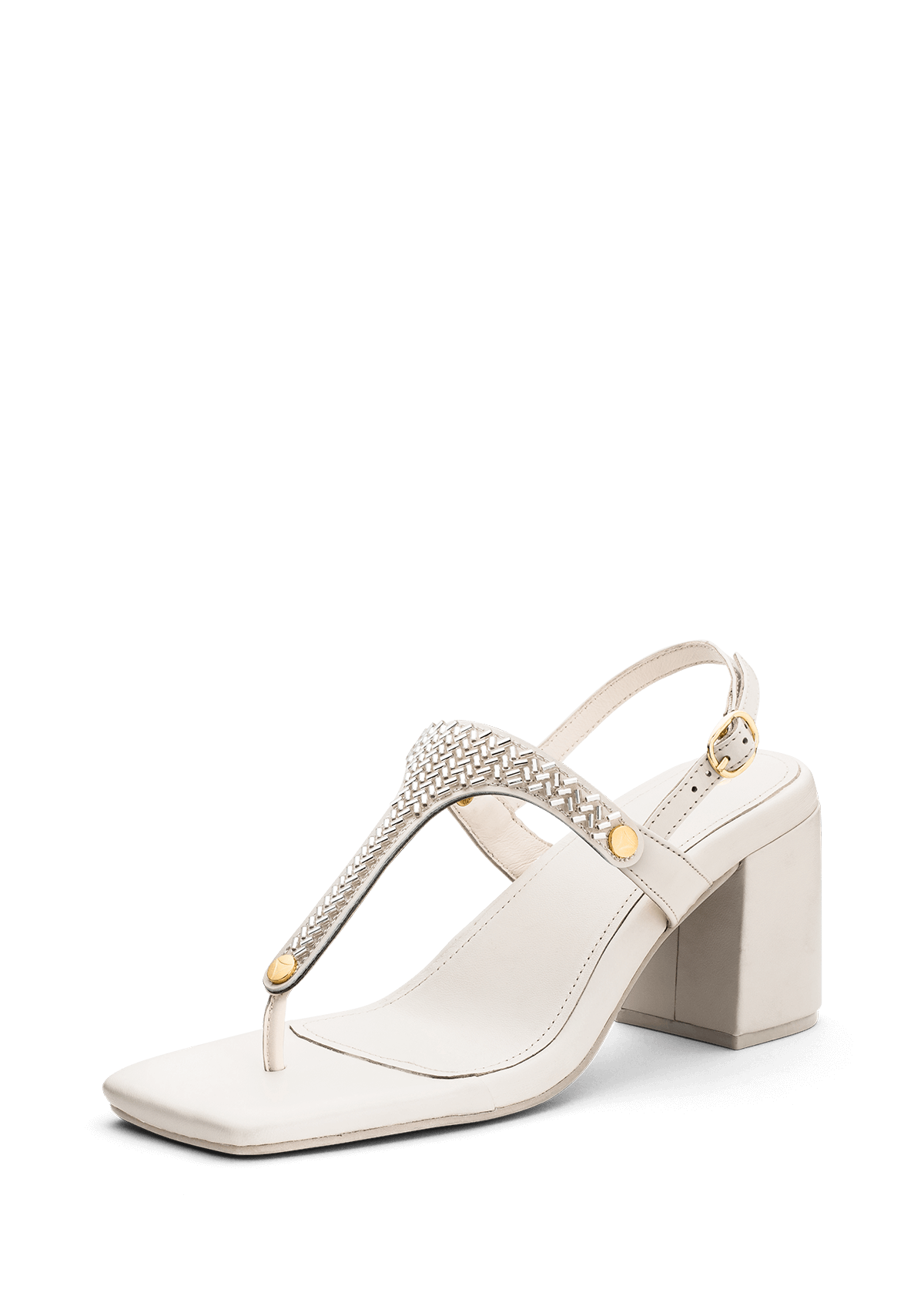 Produktabbildung auf neutralem Hintergrund des Produktes Metallic Beads in der Farbe Block Heel Mid Crema