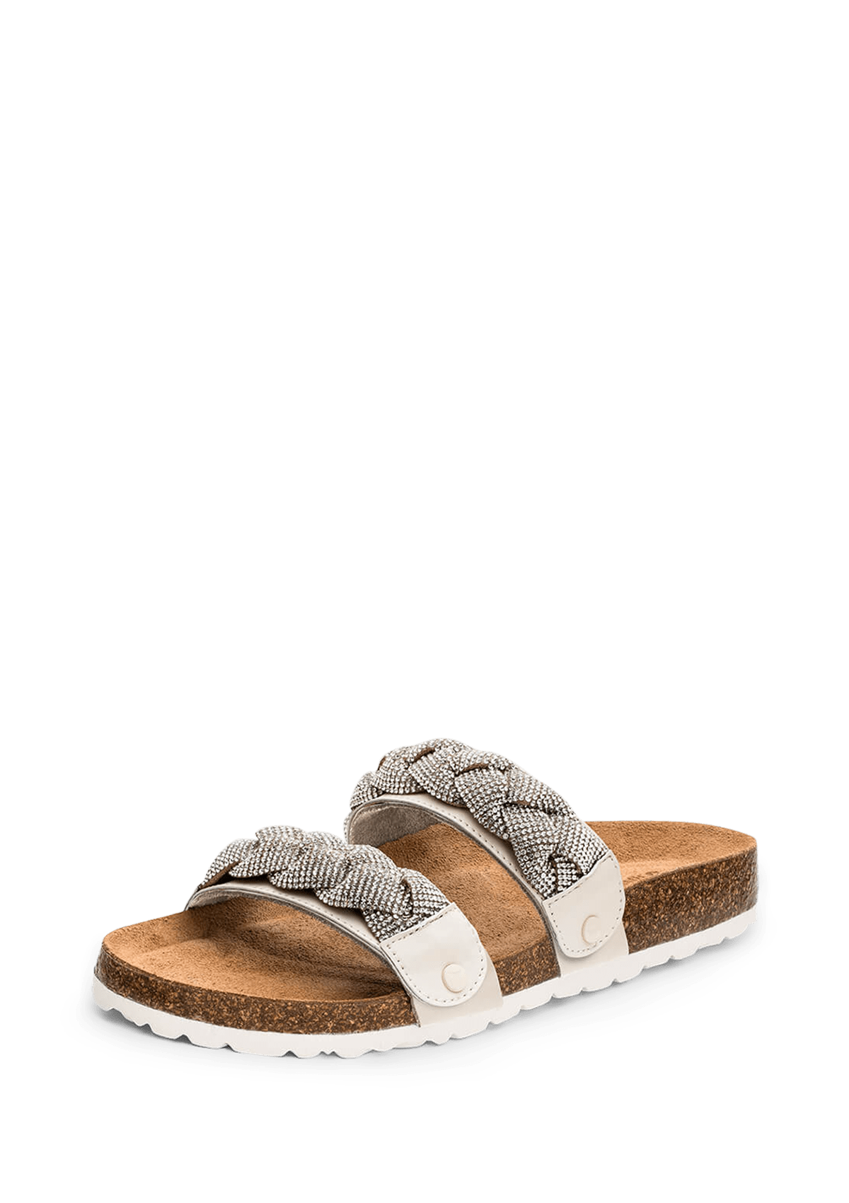 Frontalansicht auf neutralem Hintergrund des Produktes Braided Glitter in der Farbe Casual Cork Crema