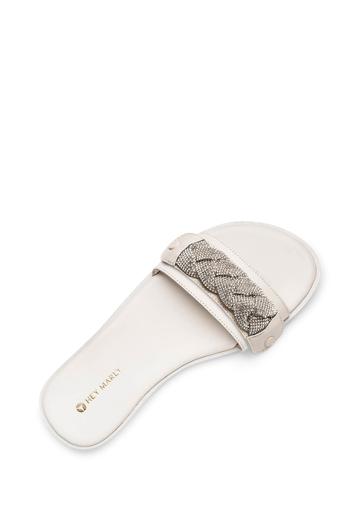 Seitenansicht auf neutralem Hintergrund des Produktes Braided Glitter in der Farbe Classic Crema
