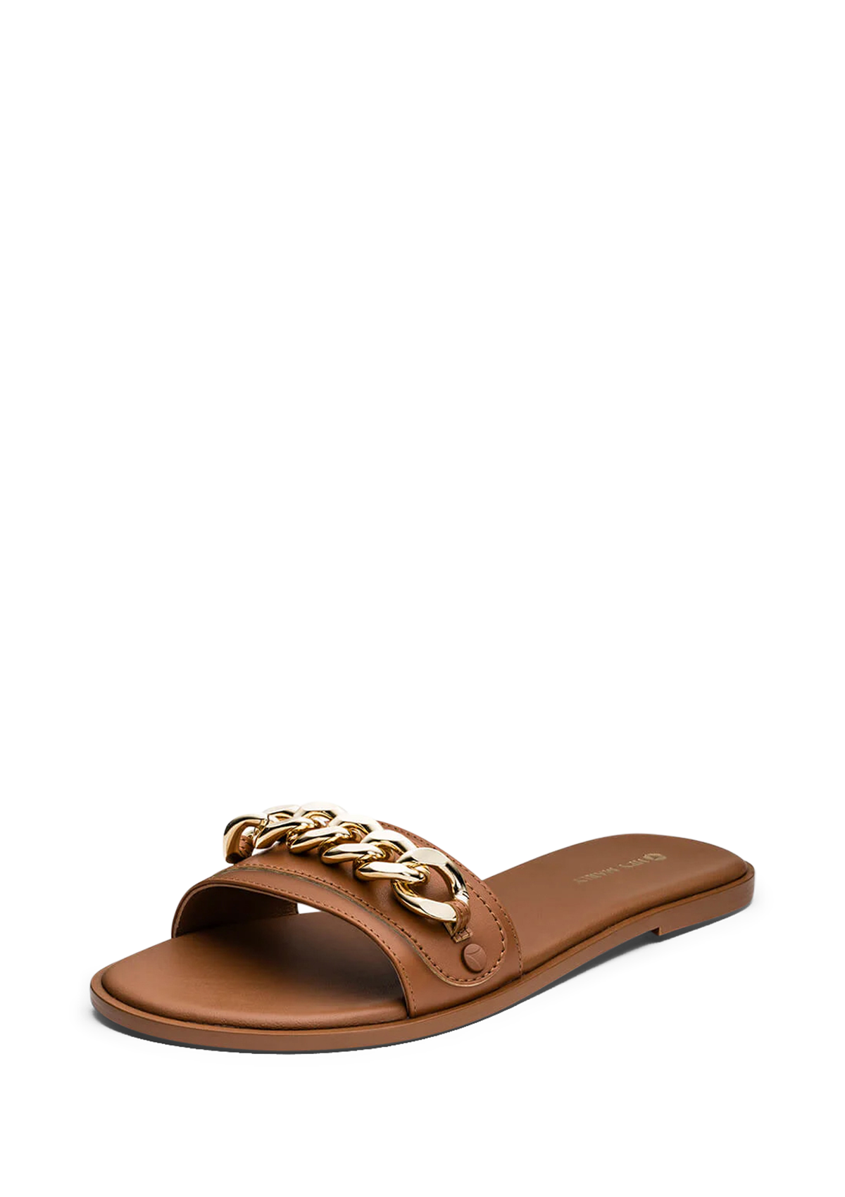 Frontalansicht auf neutralem Hintergrund des Produktes Gold Chain in der Farbe Cognac