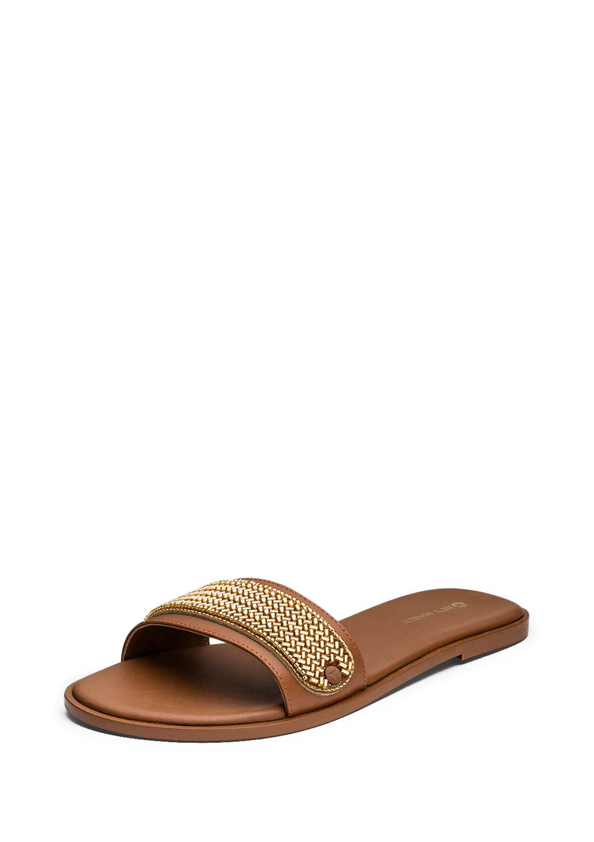 Frontalansicht auf neutralem Hintergrund des Produktes Metallic Beads in der Farbe Cognac
