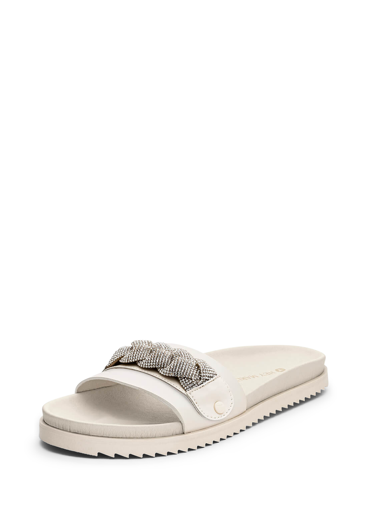 Frontalansicht auf neutralem Hintergrund des Produktes Braided Glitter in der Farbe Casual Clean Crema
