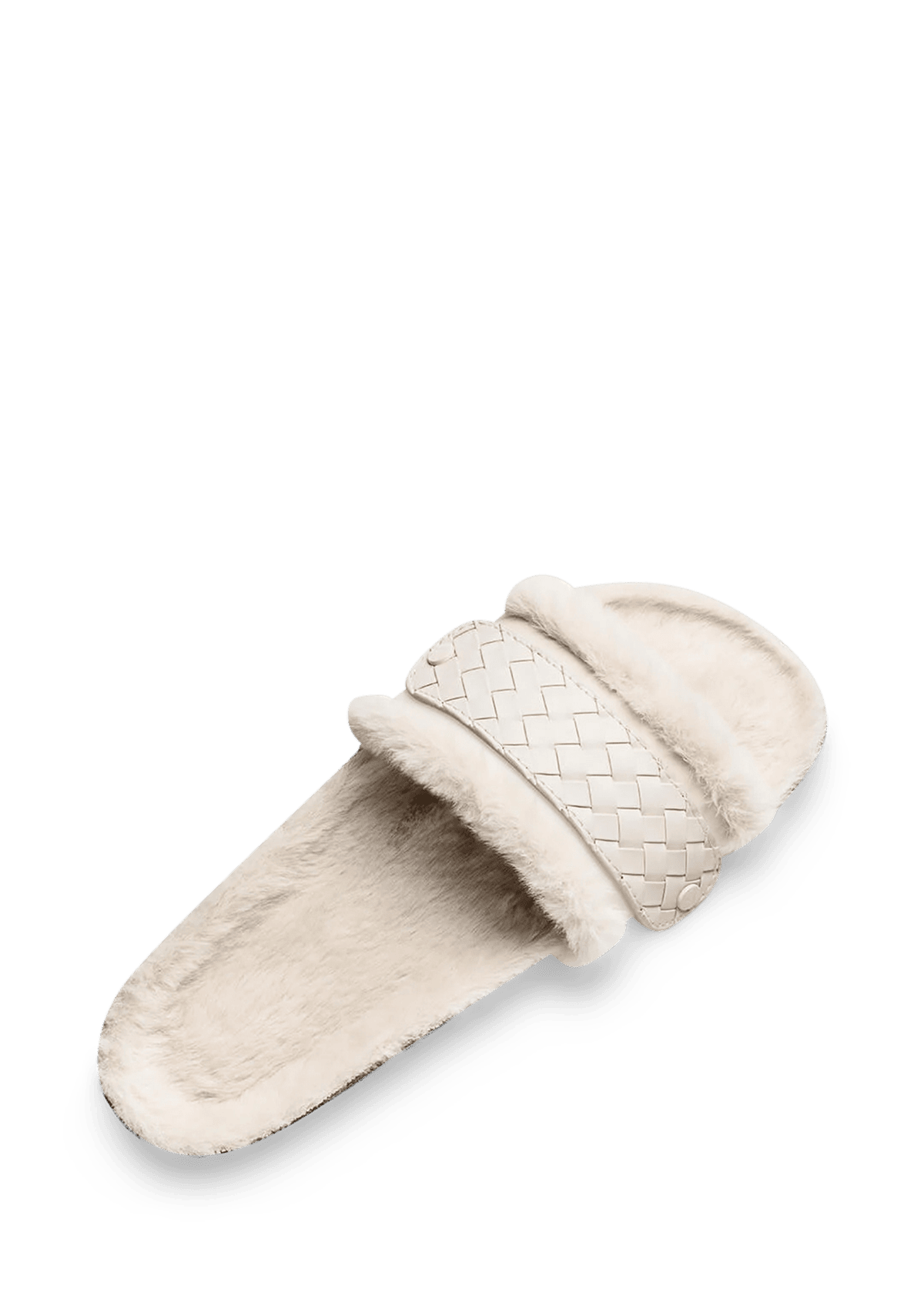 Seitenansicht auf neutralem Hintergrund des Produktes Casual Cork Fur in der Farbe Crema
