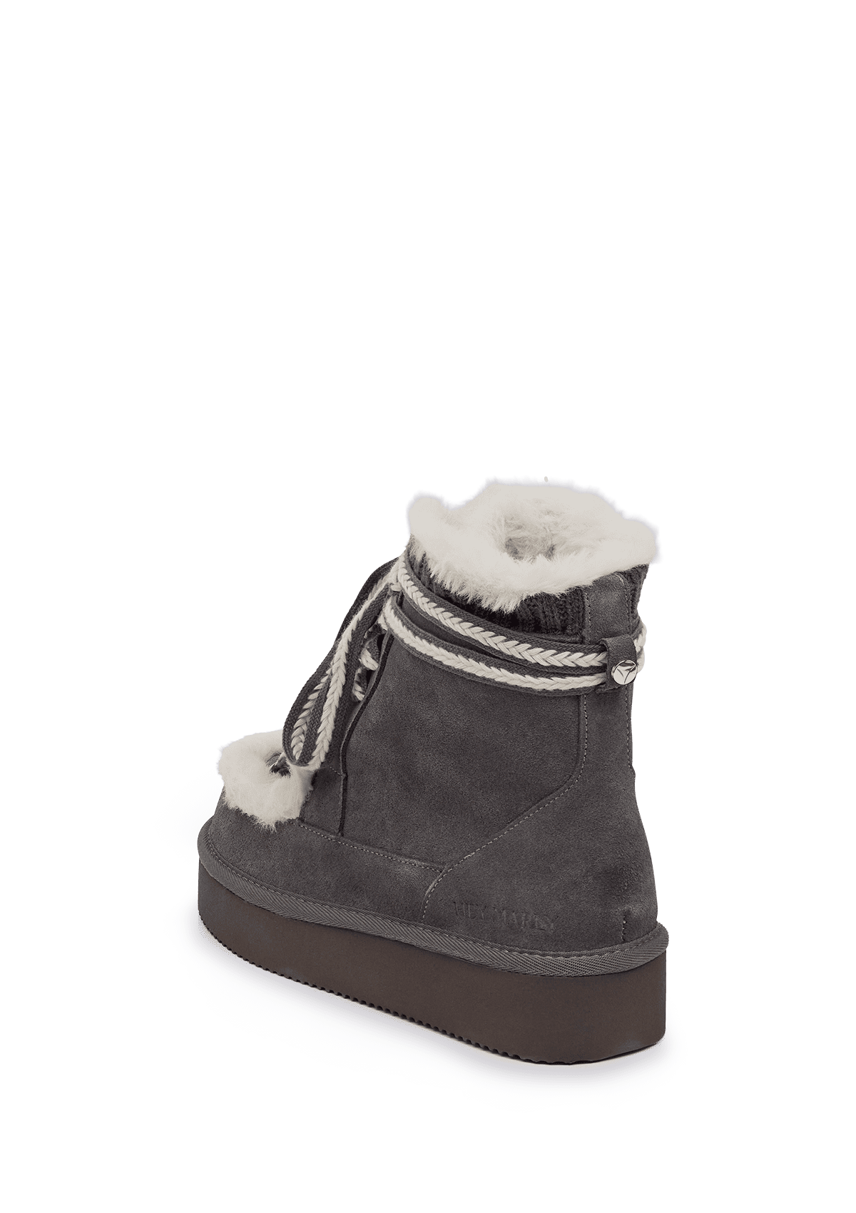 Produktabbildung auf neutralem Hintergrund des Produktes Comfy Lace-Up Boot Suede in der Farbe Grey