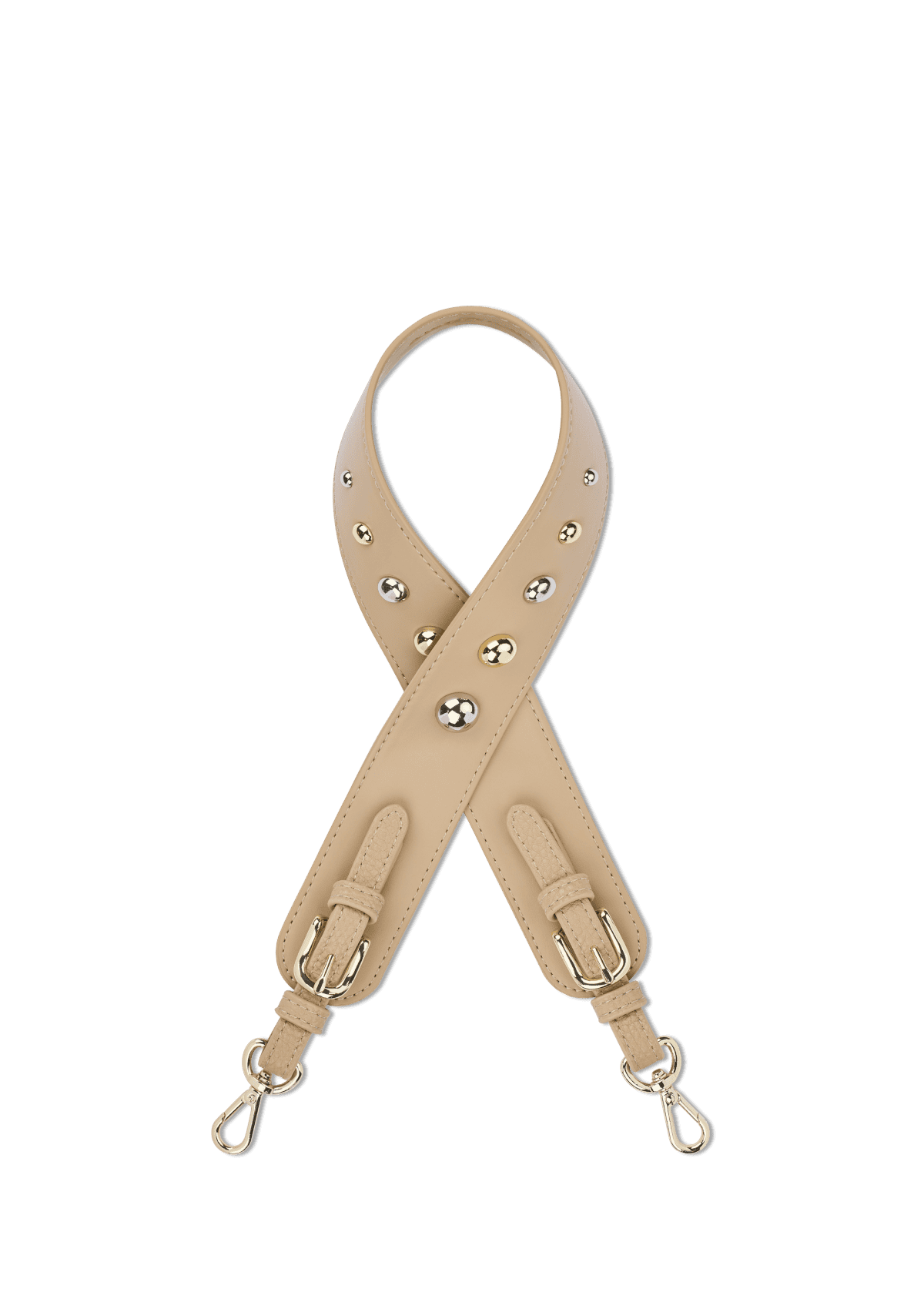 Seitenansicht auf neutralem Hintergrund des Produktes Urban Stud Strap in der Farbe Sand