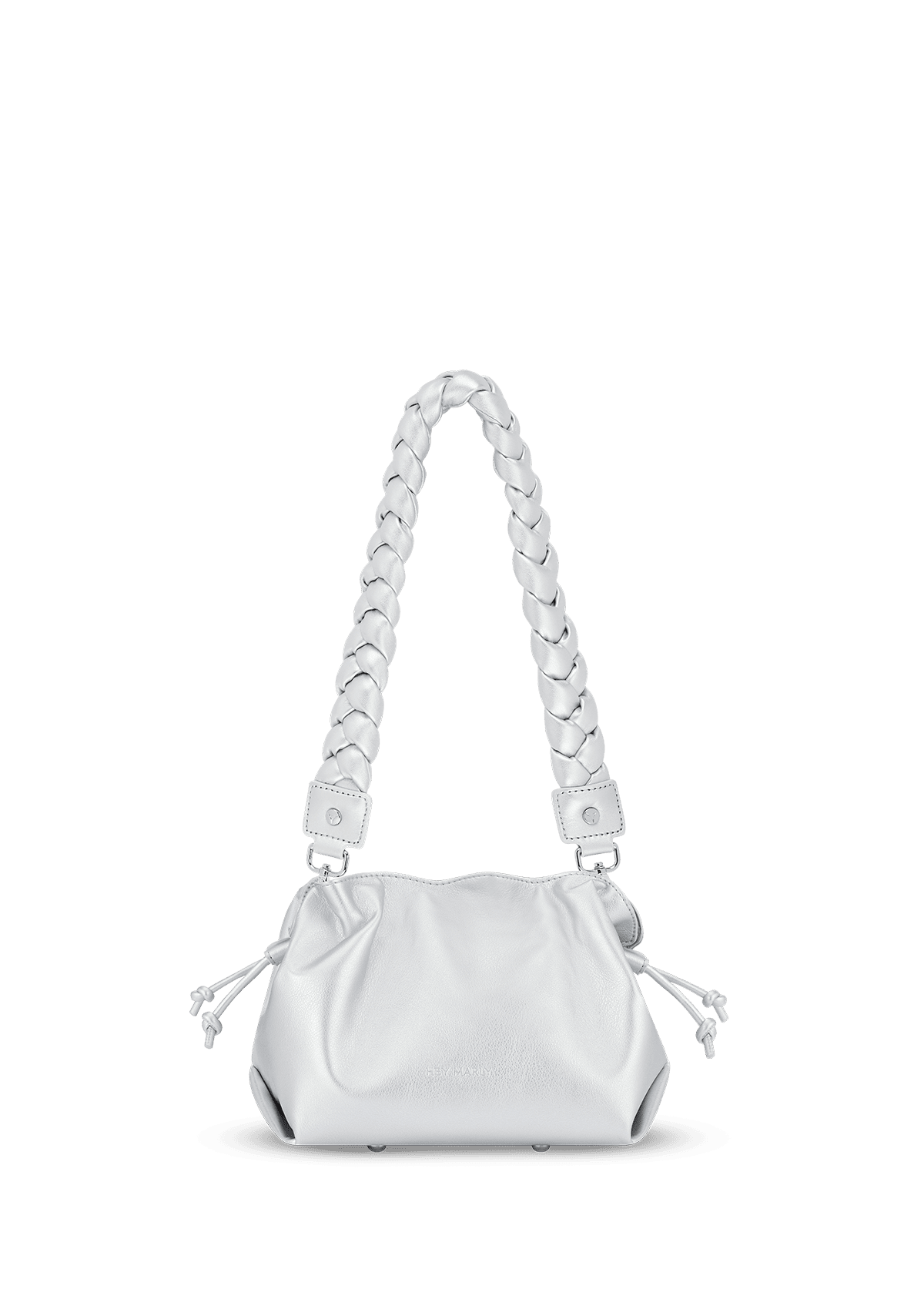 Seitenansicht auf neutralem Hintergrund des Produktes Braided Strap in der Farbe Silver