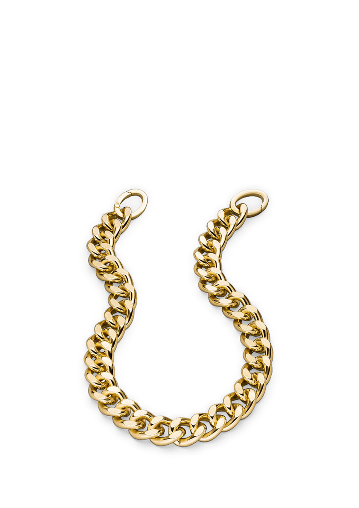 Seitenansicht auf neutralem Hintergrund des Produktes Gold Chain Strap in der Farbe Gold