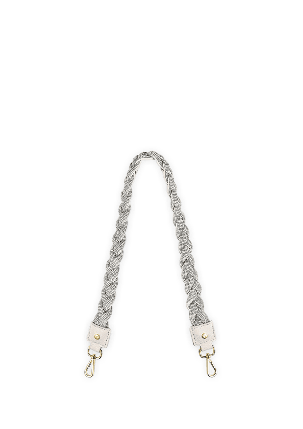 Frontalansicht auf neutralem Hintergrund des Produktes Braided Glitter Strap in der Farbe Crema