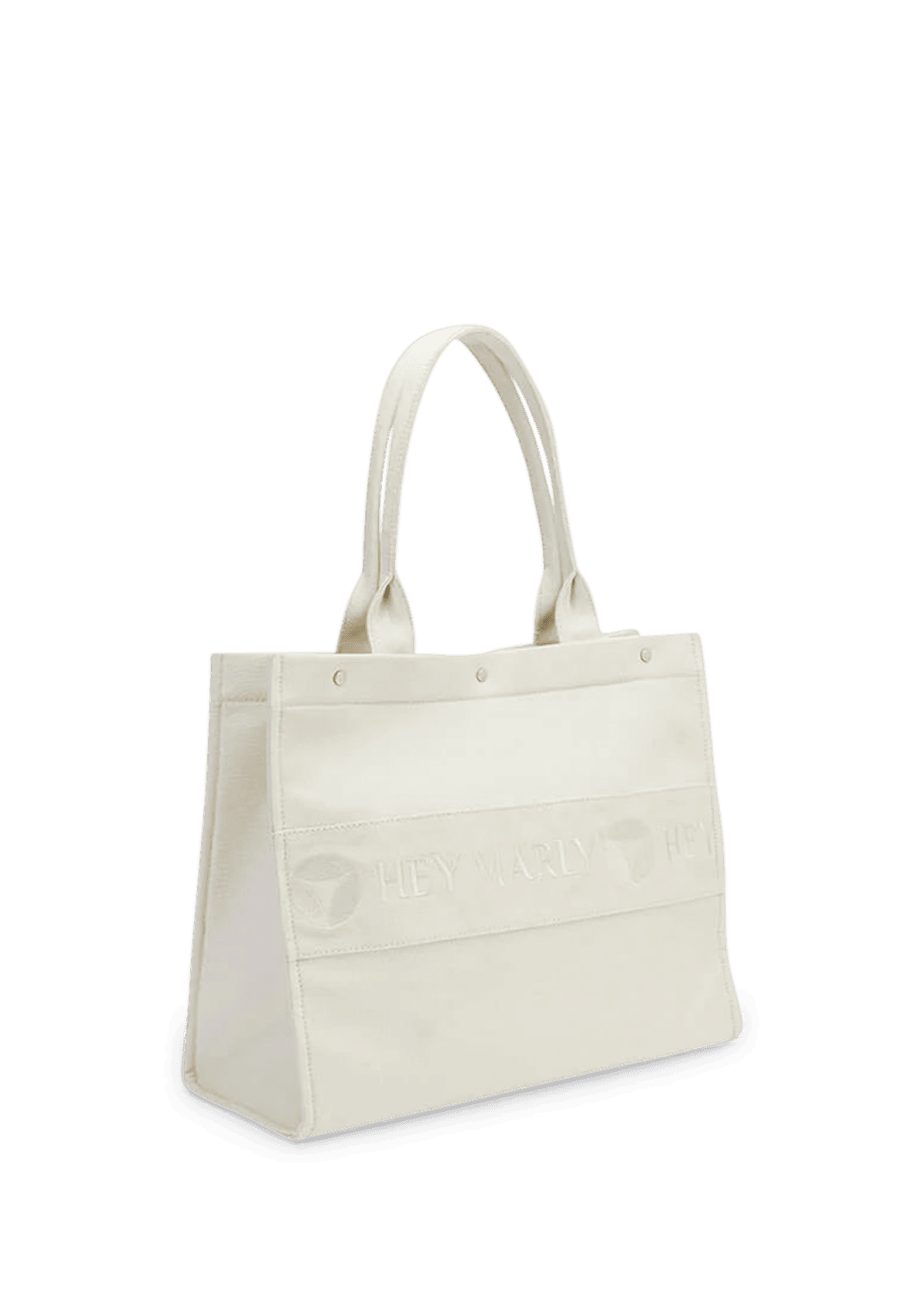 Seitenansicht auf neutralem Hintergrund des Produktes Signature Bag in der Farbe Crema