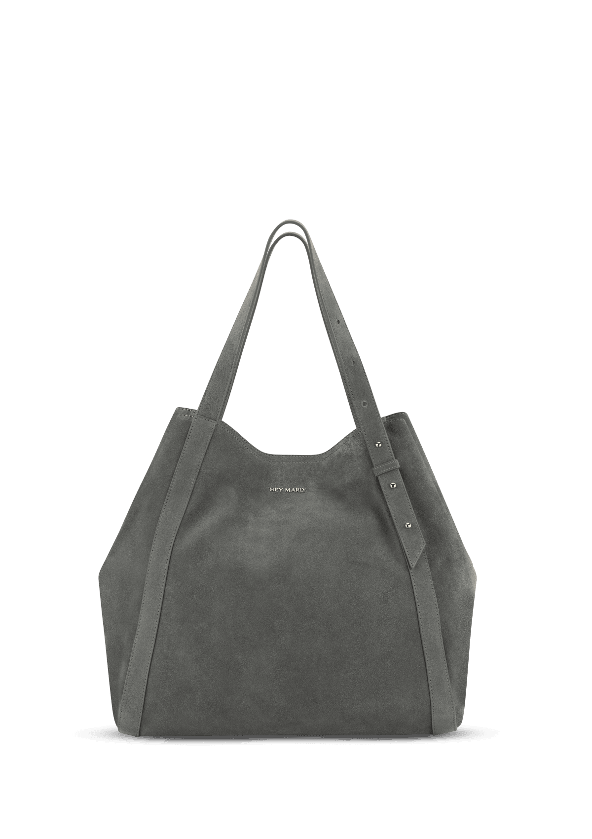 Seitenansicht auf neutralem Hintergrund des Produktes Pretty Wonder Suede L in der Farbe Dark Grey in der Größe L