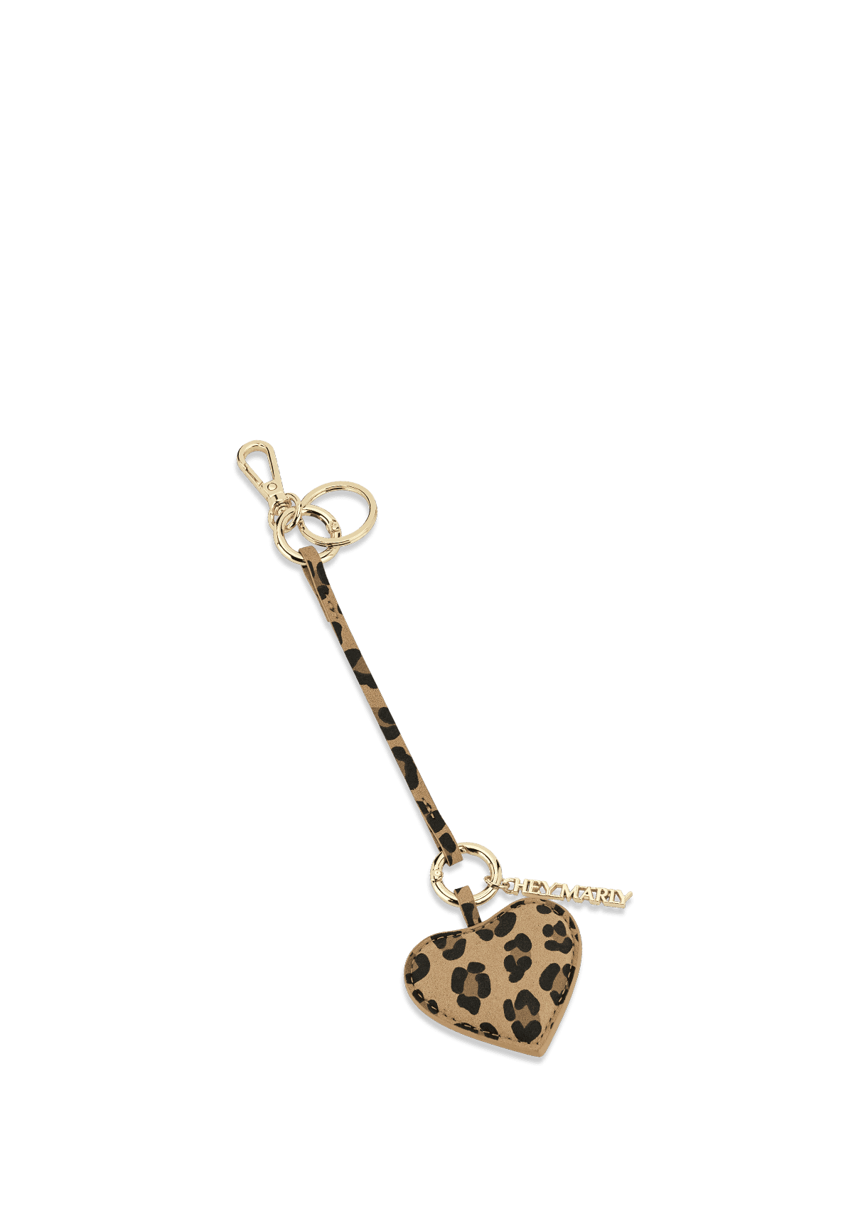 Frontalansicht auf neutralem Hintergrund des Produktes Heart Tassle Charm in der Farbe Leo Sand