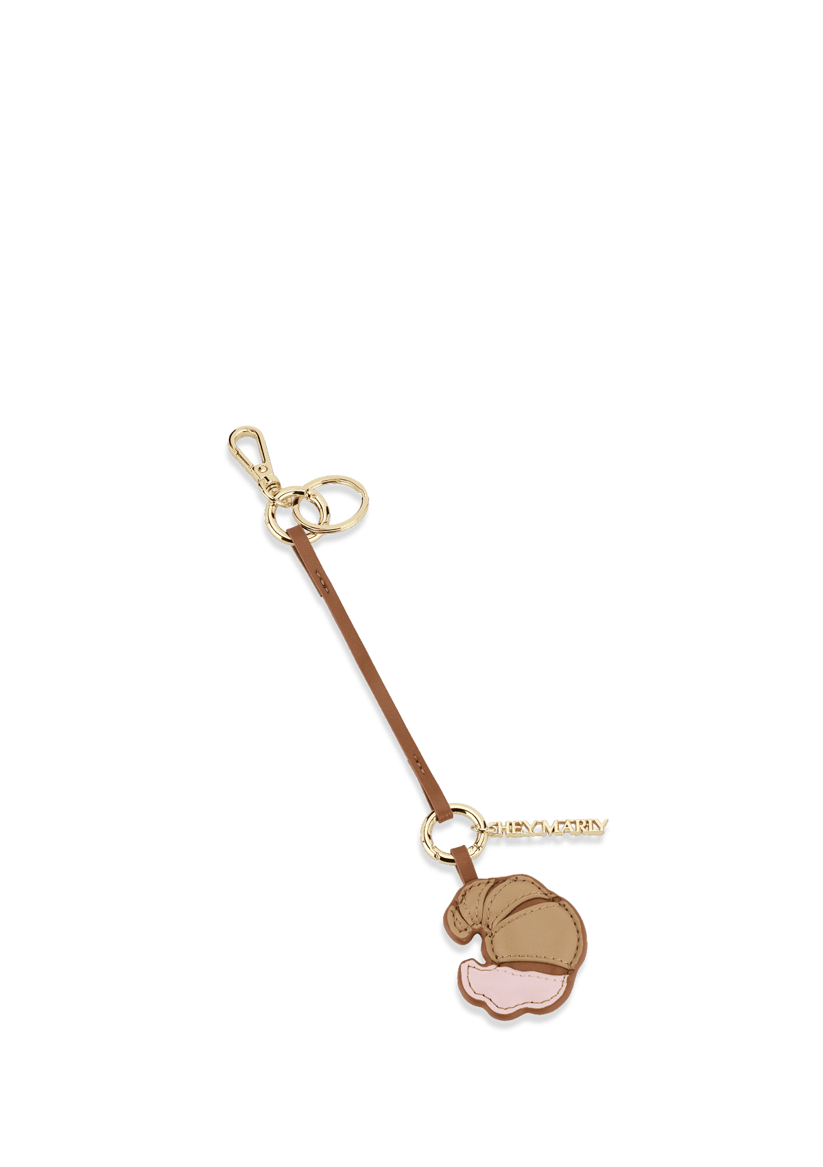Frontalansicht auf neutralem Hintergrund des Produktes Croissant Charm in der Farbe Sand