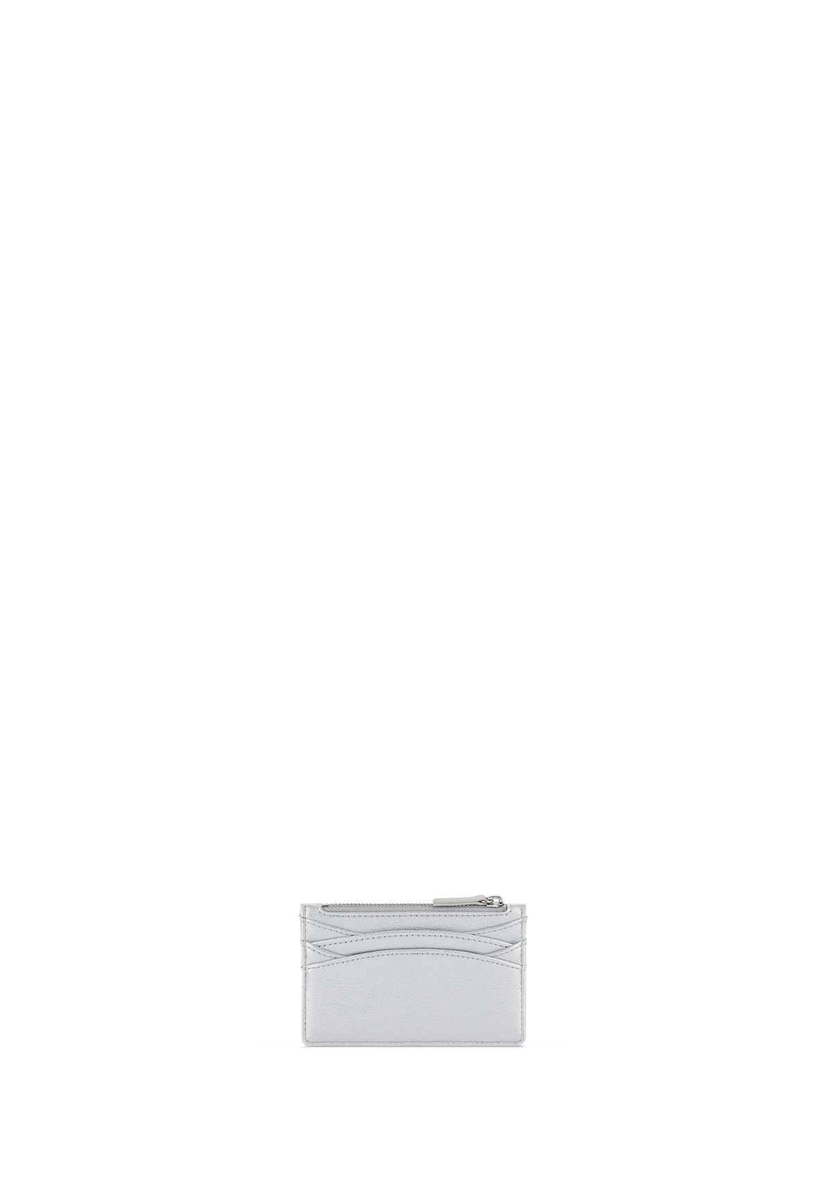Seitenansicht auf neutralem Hintergrund des Produktes Card Coin Wallet in der Farbe Silver
