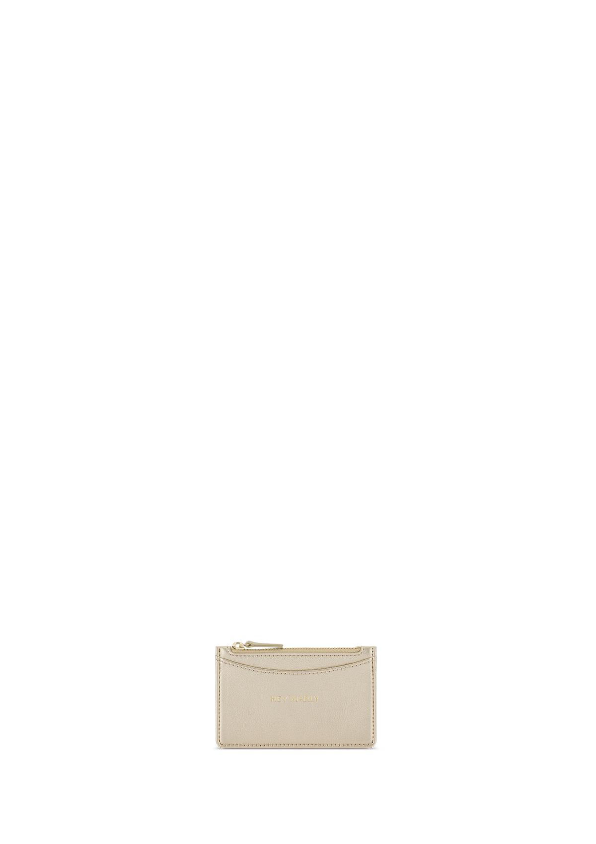 Frontalansicht auf neutralem Hintergrund des Produktes Card Coin Wallet in der Farbe Gold