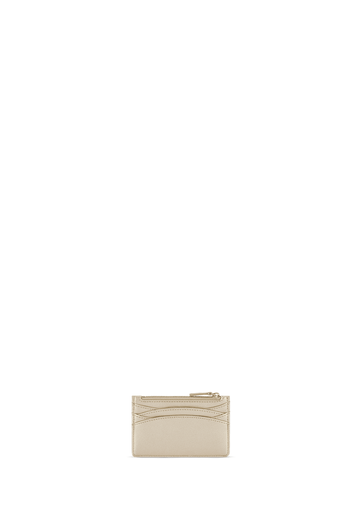 Seitenansicht auf neutralem Hintergrund des Produktes Card Coin Wallet in der Farbe Gold