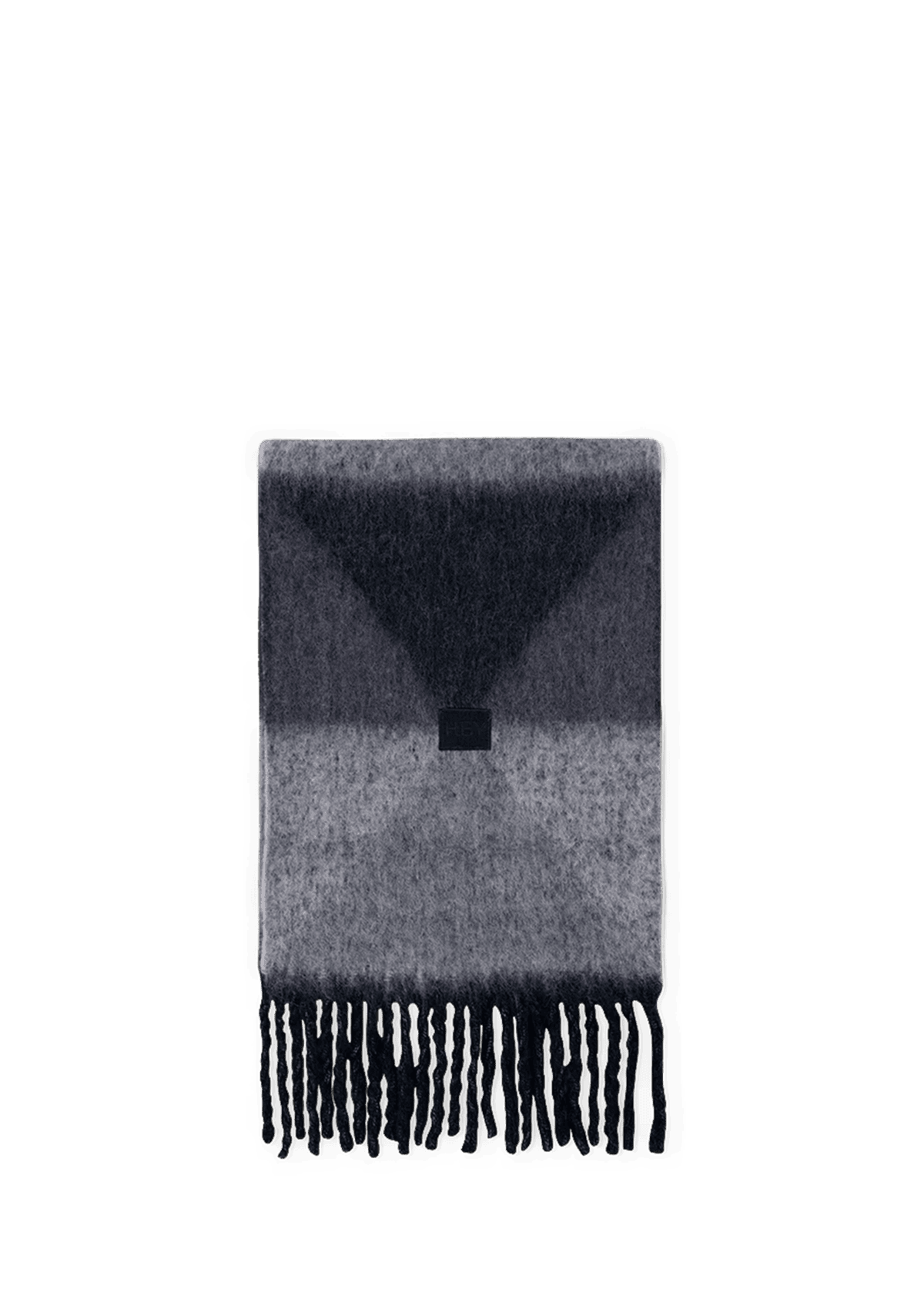 Frontalansicht auf neutralem Hintergrund des Produktes Cozy Scarf in der Farbe Black