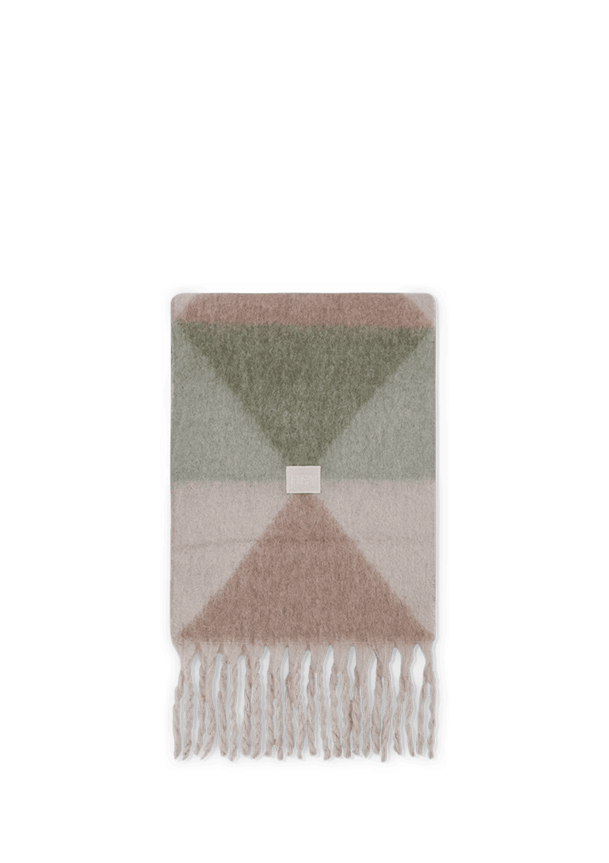 Frontalansicht auf neutralem Hintergrund des Produktes Cozy Scarf in der Farbe Green
