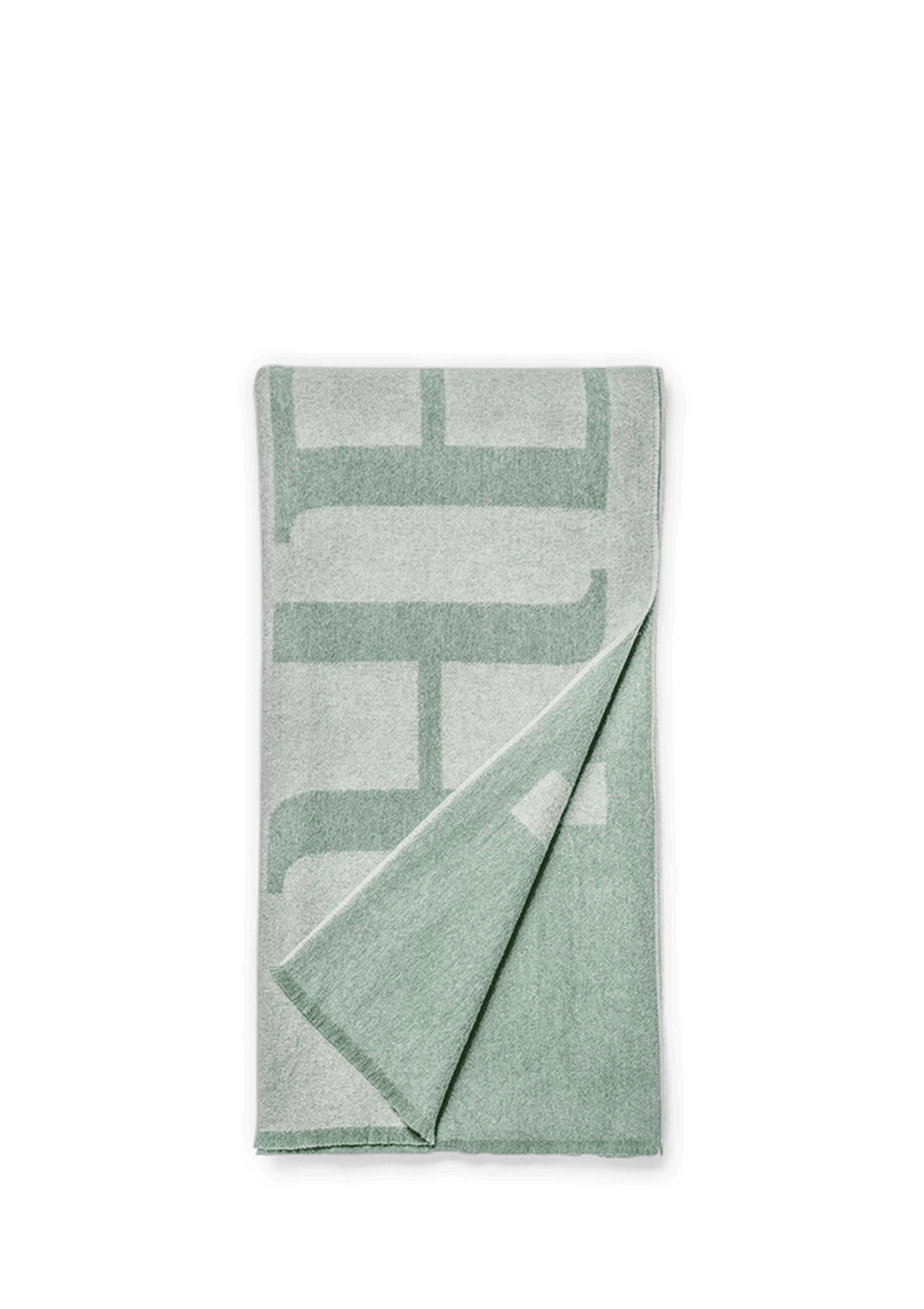 Seitenansicht auf neutralem Hintergrund des Produktes Signature Scarf in der Farbe Desert Sage