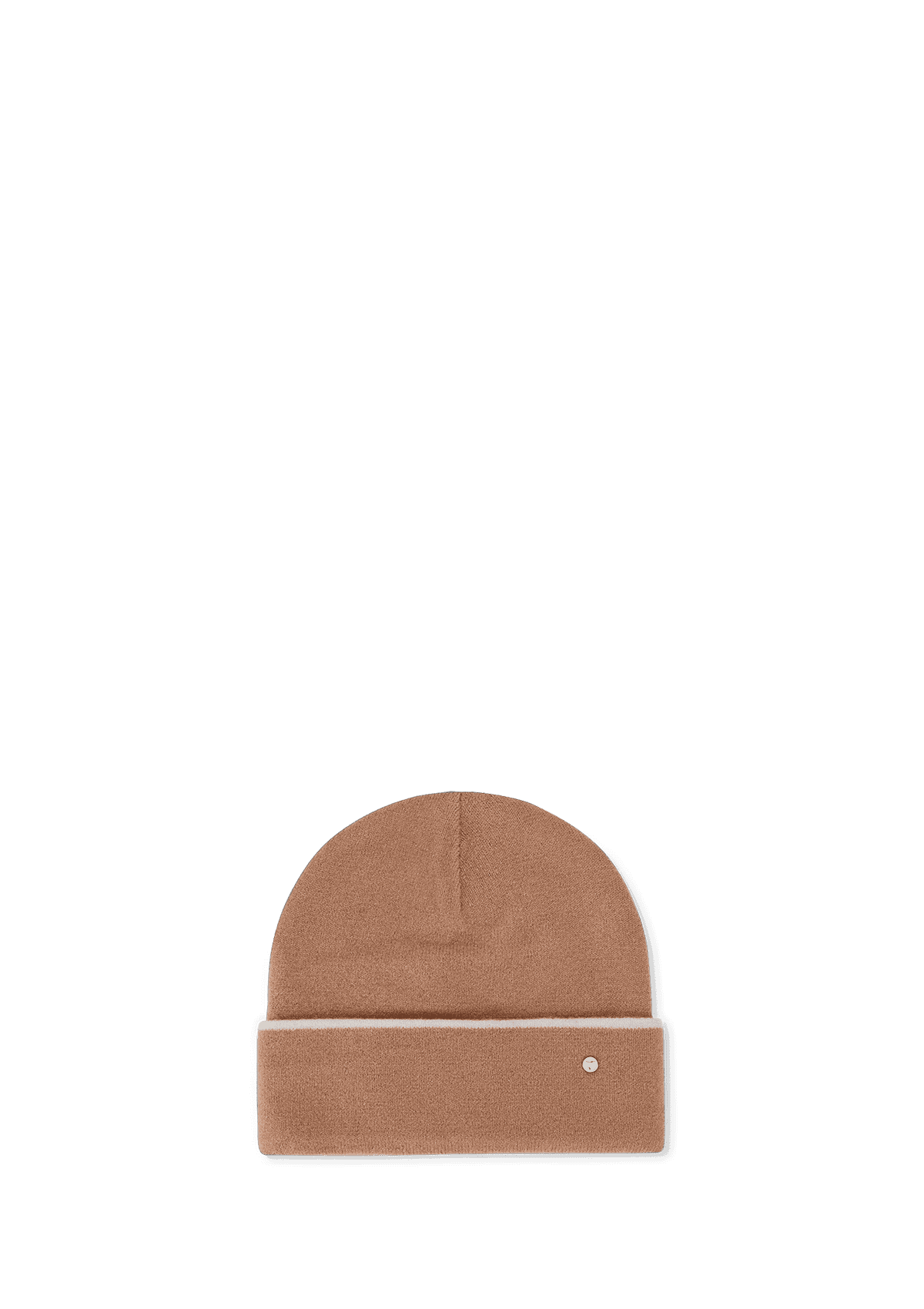 Frontalansicht auf neutralem Hintergrund des Produktes Classic Beanie in der Farbe Crema/Sand